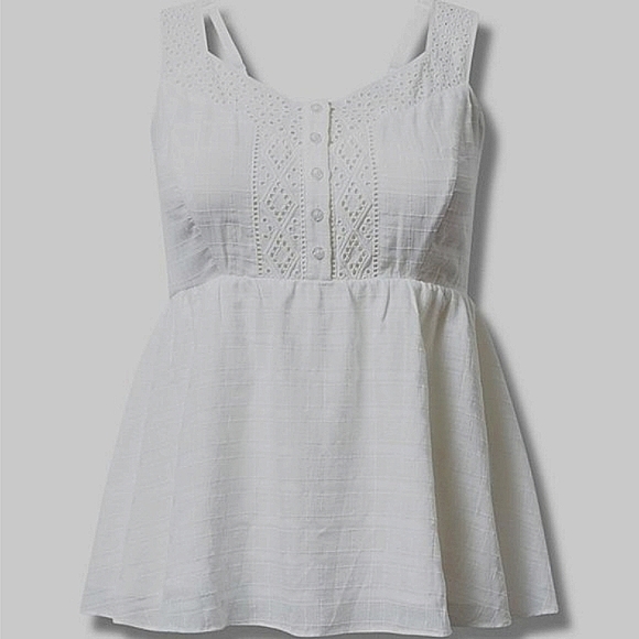 ❤️NWT VINTAGE TORRID BABYDOLL TANK - 100% COTTON - SWEETHEART NECK BUTTON CAMI - Picture 11 of 14